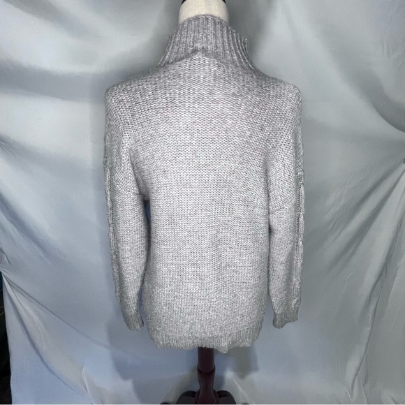 Express Cable Knit Sweater XS Mock Neck Lavender Gray Wool Blend Chunky - Picture 2 of 9